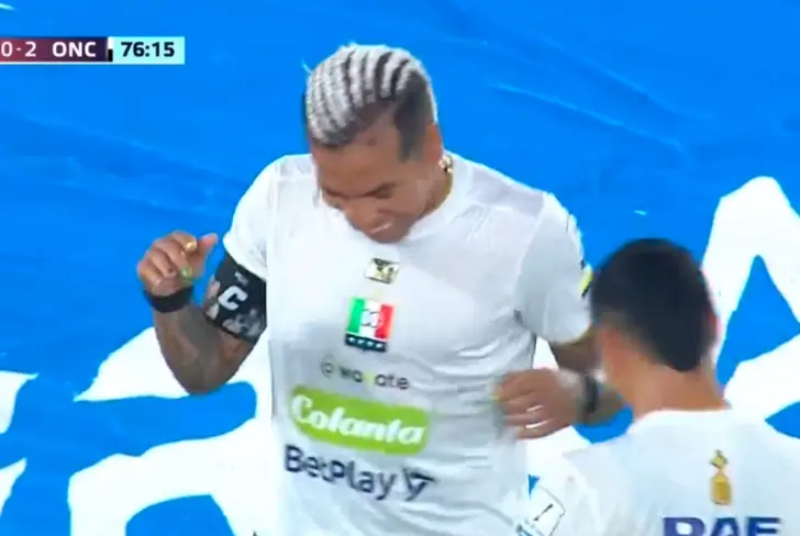 Dayro Moreno bailando tras anotarle gol a Millonarios (Captura de pantalla Win Sports)
