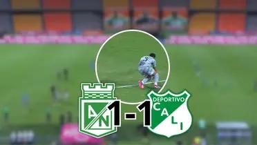 Atlético Nacional vs Deportivo Cali Foto: Captura de Win Sports y Escudoteca PN