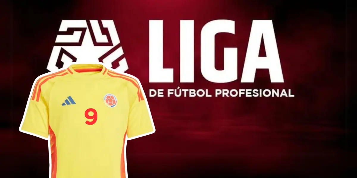 Camiseta de la Selección Colombia y logo de la Liga 1 de Perú