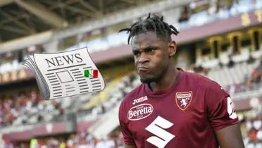 Duván Zapata con la camiseta Torino. FOTO: Transfermarkt 