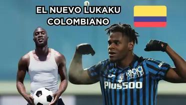   El nuevo Lukaku Colombiano. Foto de Duván en Noticias Caracol, foto de Lukaku de Diario Marca y bandera Flaticon. 