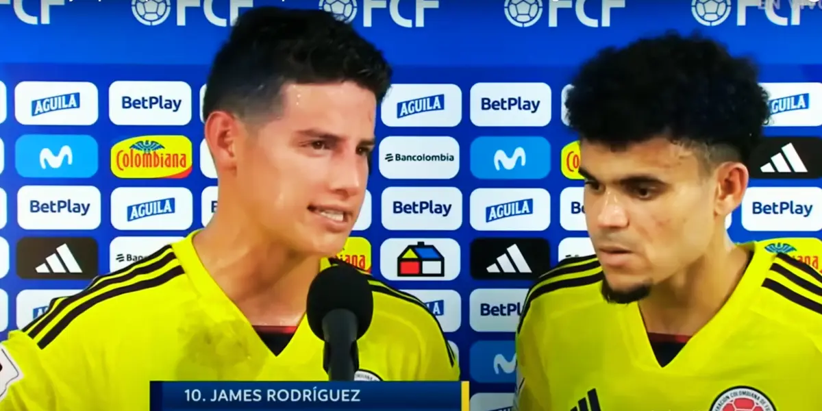 James Rodríguez junto a Luis Díaz dando unas declaraciones en la Selección Colombia