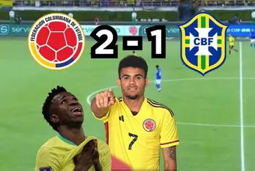 La Selección Colombia le ganó a la selección Brasil.