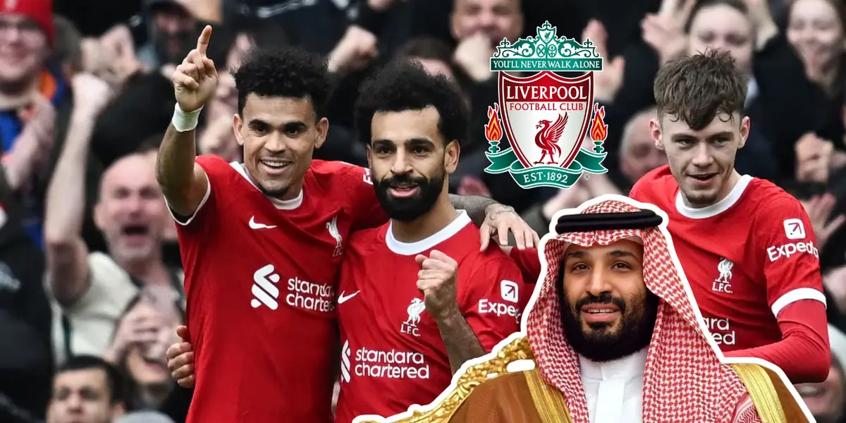 Luis Díz y Mohamed Salah celebrando un gol en el Liverpool