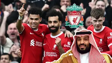 Luis Díz y Mohamed Salah celebrando un gol en el Liverpool