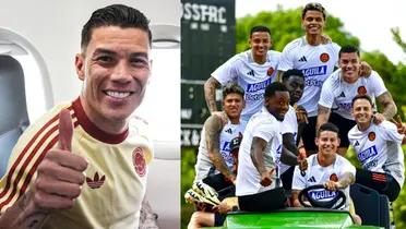 Mateus Uribe. Foto de Mateus y jugadores de FCF en X @FCFSeleccionCol.