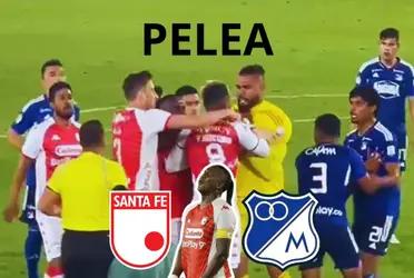 Montero tuvo un encontronazo con Moreno de Santa Fe, Rodallega intervino con una peculiar acción.