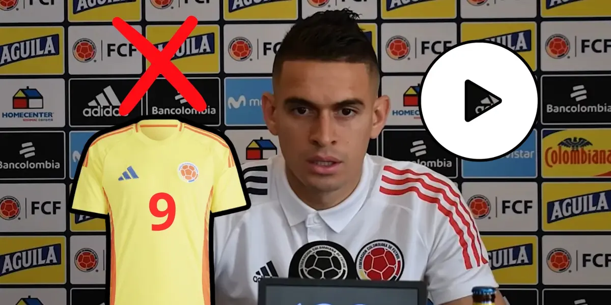 Rafael Santos Borré en rueda de prensa de la Selección Colombia