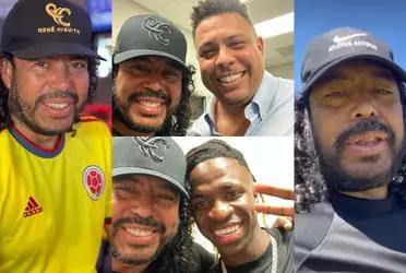 René Higuita en sorpresiva reunión con Ronaldo Nazario y Vinícius Júnior.