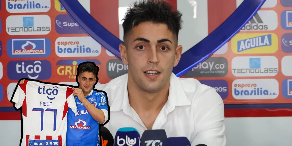 Santiago Mele en rueda de prensa con el Junior FC