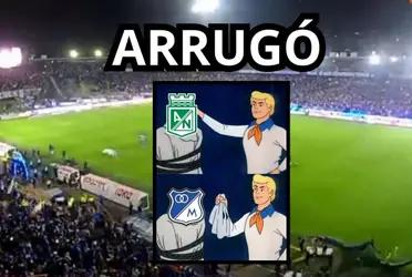 Un jugador de Atlético Nacional arrugó contra Millonarios FC en Bogotá.