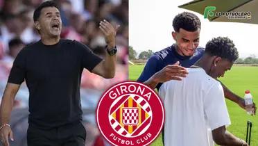 Yaser Asprilla y Jhon Solis Foto: Marca, Girona FC y Escudoteca PN