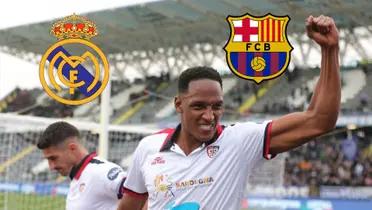 Yerry Mina con la camiseta de Cagliari de Italia