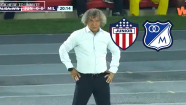 Alberto Gamero en el partido de Millonarios FC en Barranquilla