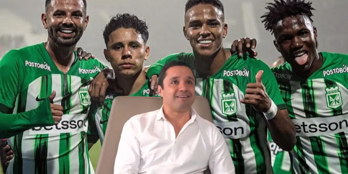 Atlético Nacional y algunos de sus jugadores junto a Sebastián Arango. Foto: Nacionaloficial y El Colombiano