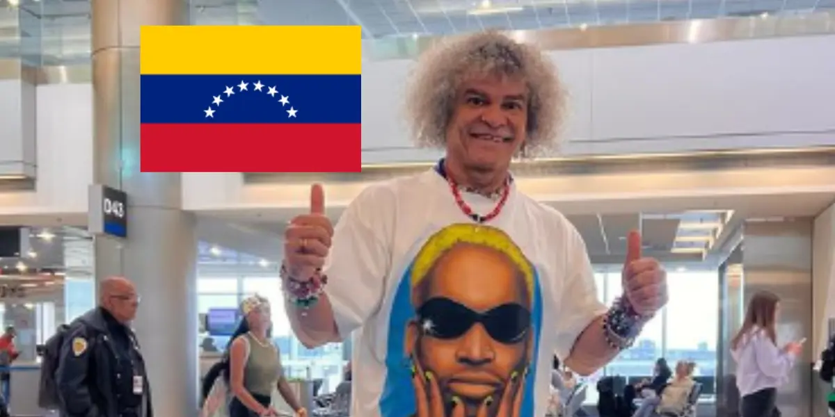 Carlos Valderrama en un aeropuerto