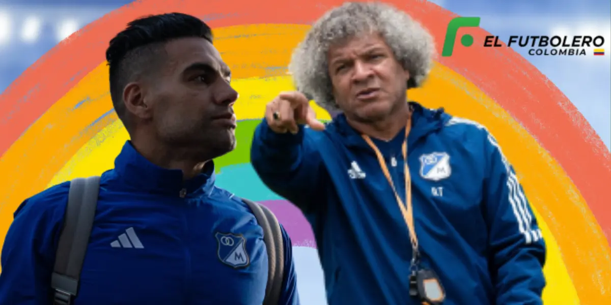 Falcao y Gamero. Foto: X de Millonarios y sticker de Canva.