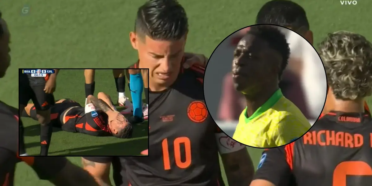 No se aguantó Vinícius Júnior y la jugada sucia que tuvo contra James Rodríguez 