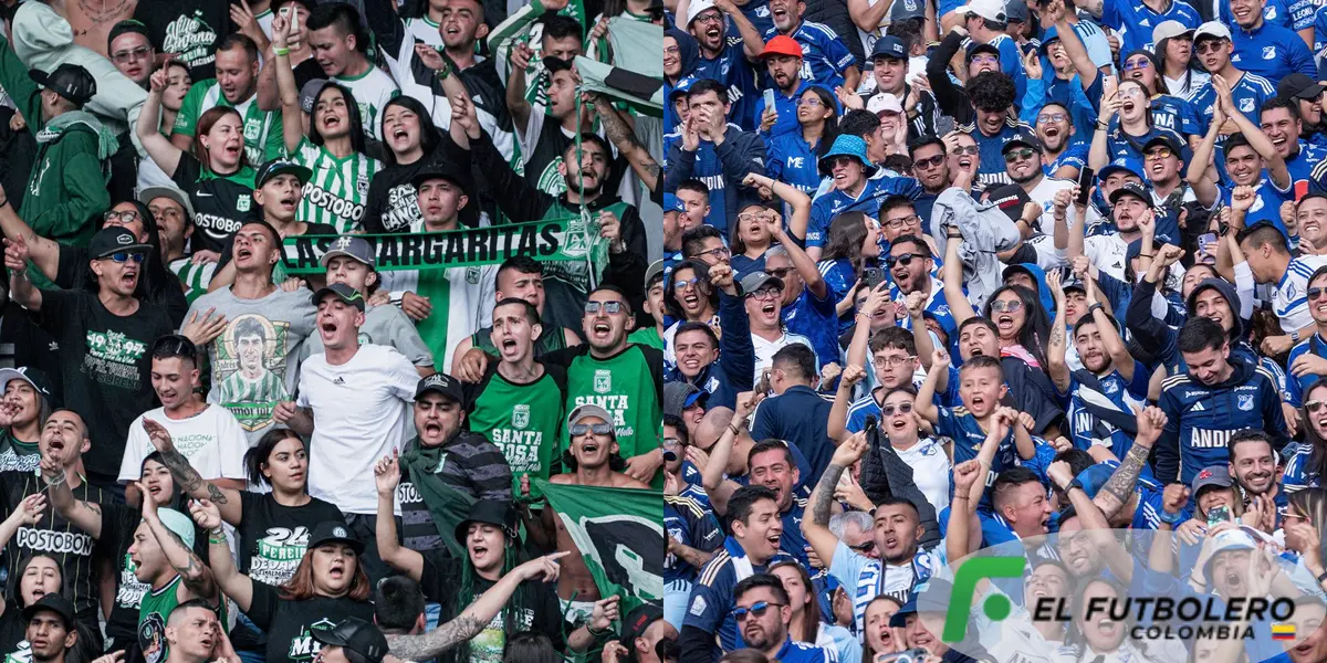 Hinchas de Nacional y Millonarios. Foto: redes de Nacional y Millonarios. 