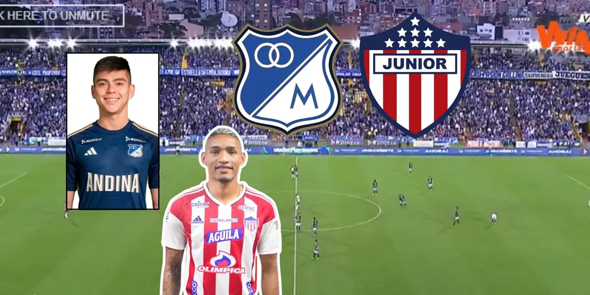 Jermein Peña y Daniel Ruiz en el juego Millonarios FC contra Junior FC