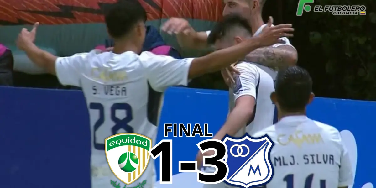 La Equidad vs Millonarios Foto: Captura de Win Sports y Escudoteca PN