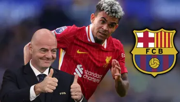 Luis Díaz y Gianni Infantino Foto: LFC, Escudoteca PN y FIFA