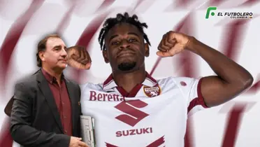 Néstor Lorenzo y Duván Zapata Foto: Torino FC y AFP