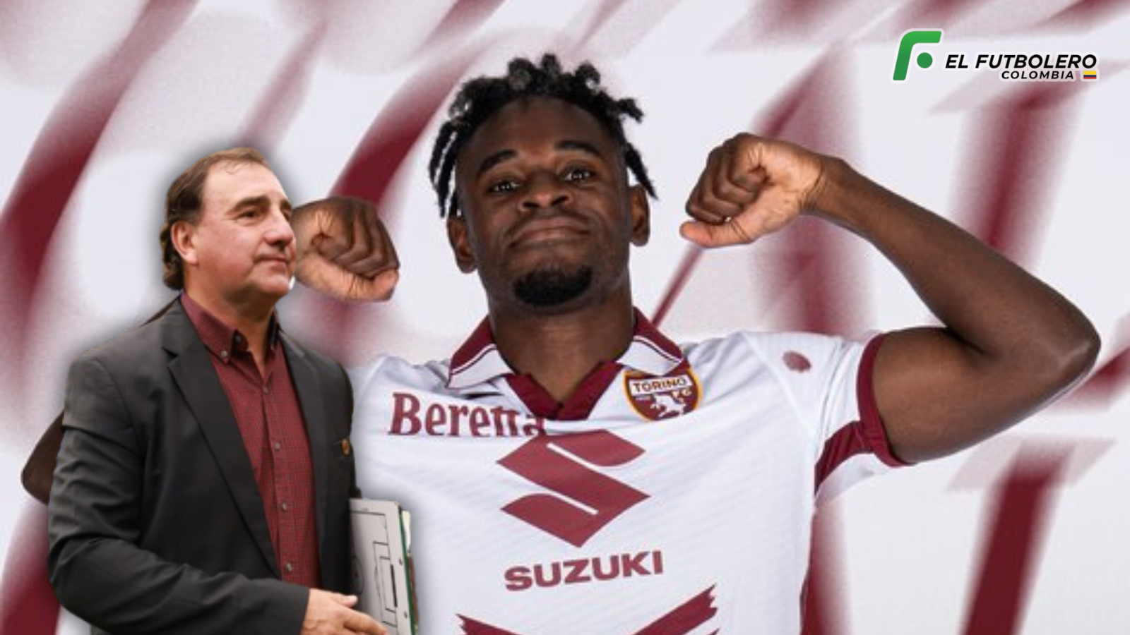 Néstor Lorenzo y Duván Zapata Foto: Torino FC y AFP