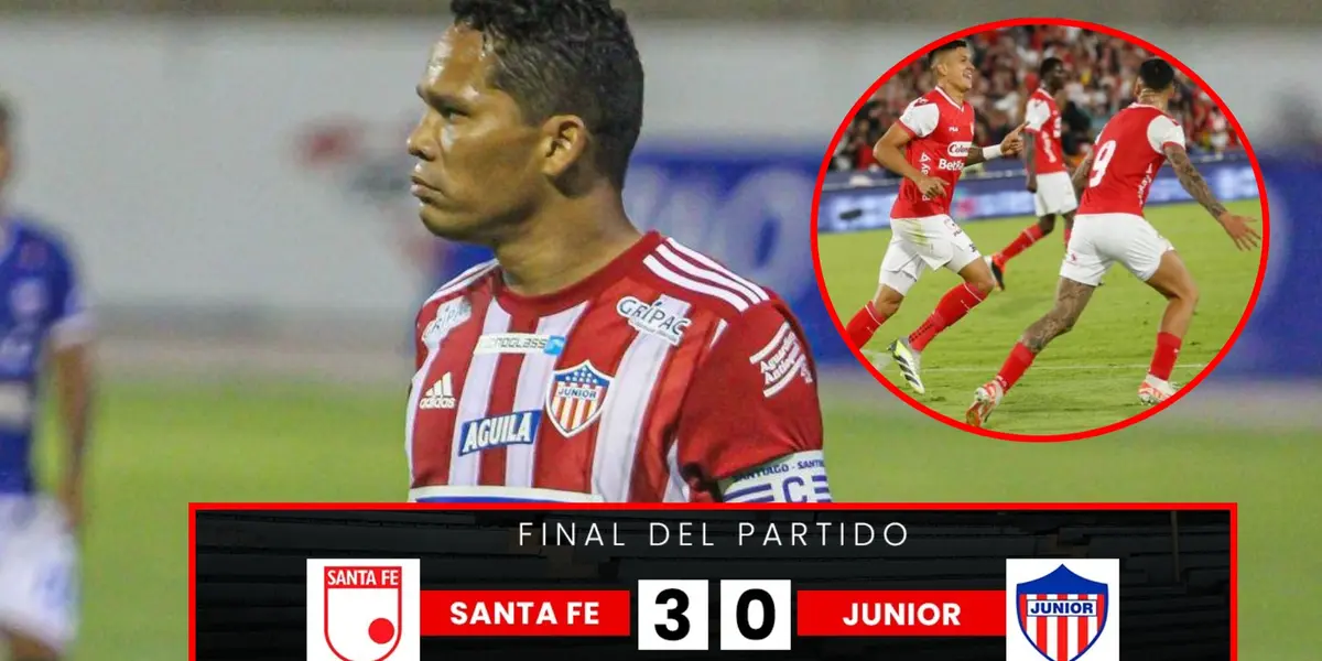 Santa Fe goleó a Junior y la insólita excusa de Carlos Bacca por troncos en liga