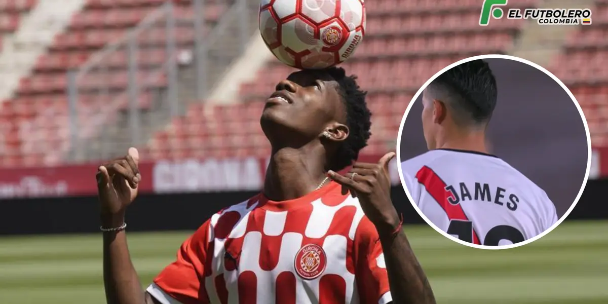 Yaser Asprilla y James Rodríguez Foto: Girona y Captura de Dsports